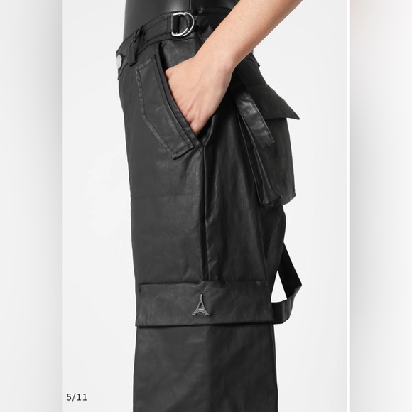 MID RISE WAXED CARGO PANTS - BLACK - Maniere de Voir US2 New - Picture 5 of 10